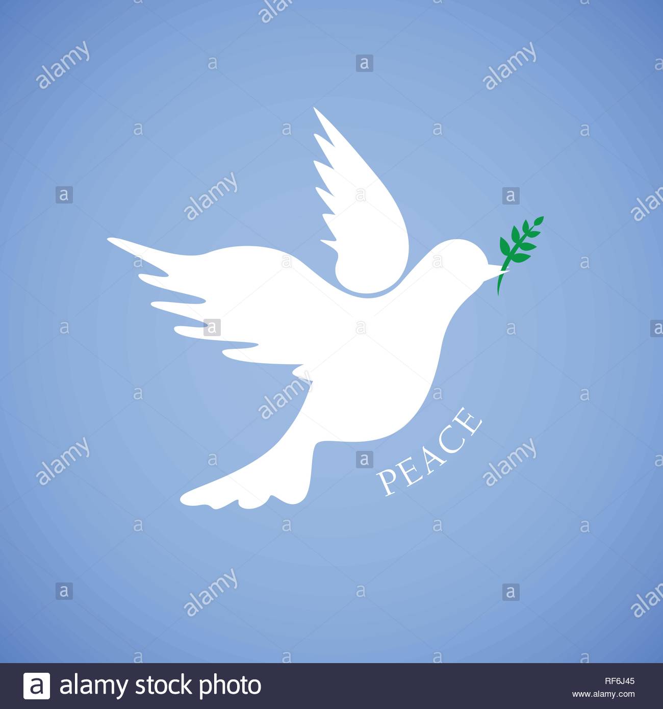 White Dove For Peace On Blue Background Vector Illustration Stock