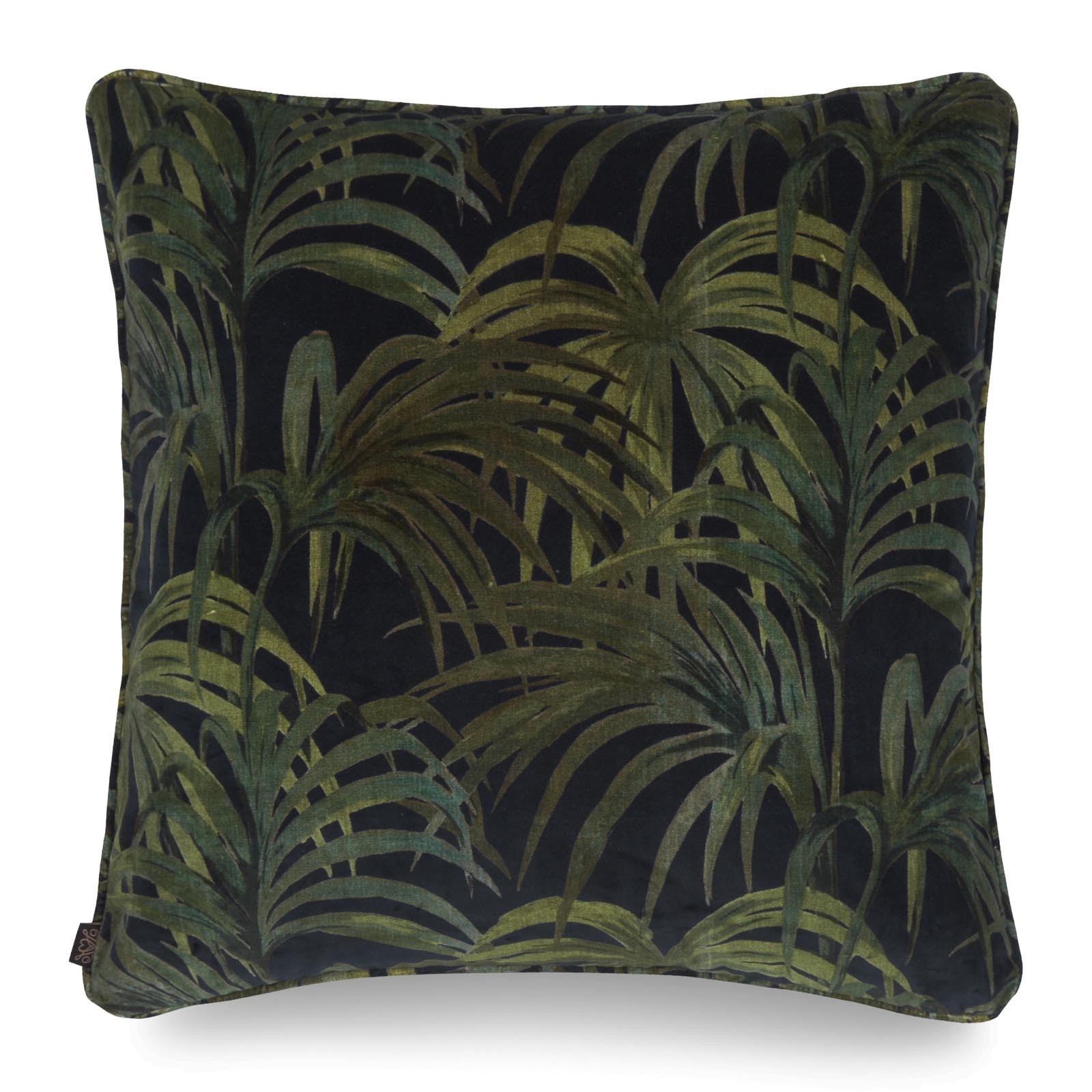 Palmeral Large Velvet Cushion Midnight Green By House Of Hackney