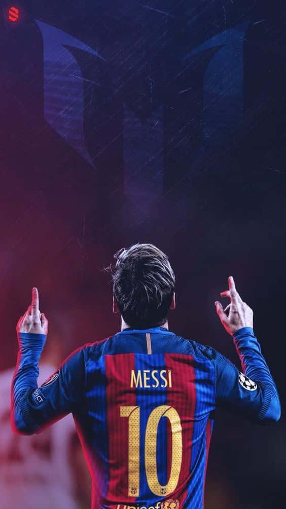 Lionel Messi Showing Off His New iPhone Wallpaper