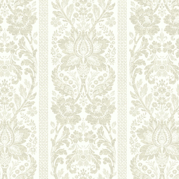 Silver And White Floral Damask Stripe Wallpaper Wall Sticker Outlet