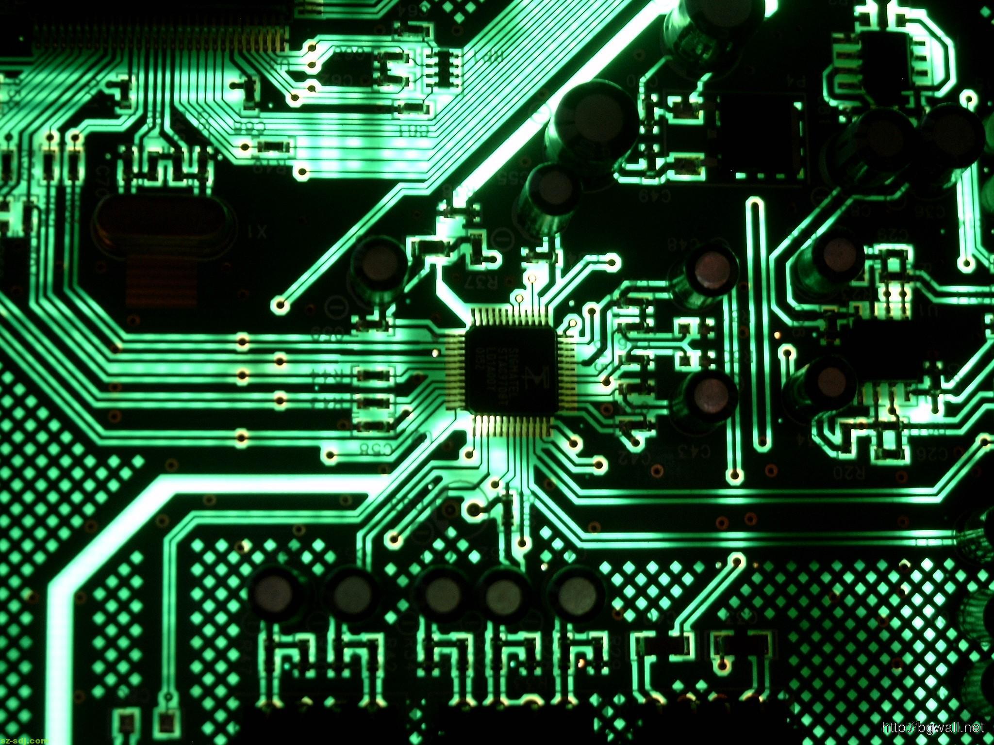 Green Motherboard Circuit Wallpaper Image HD Background