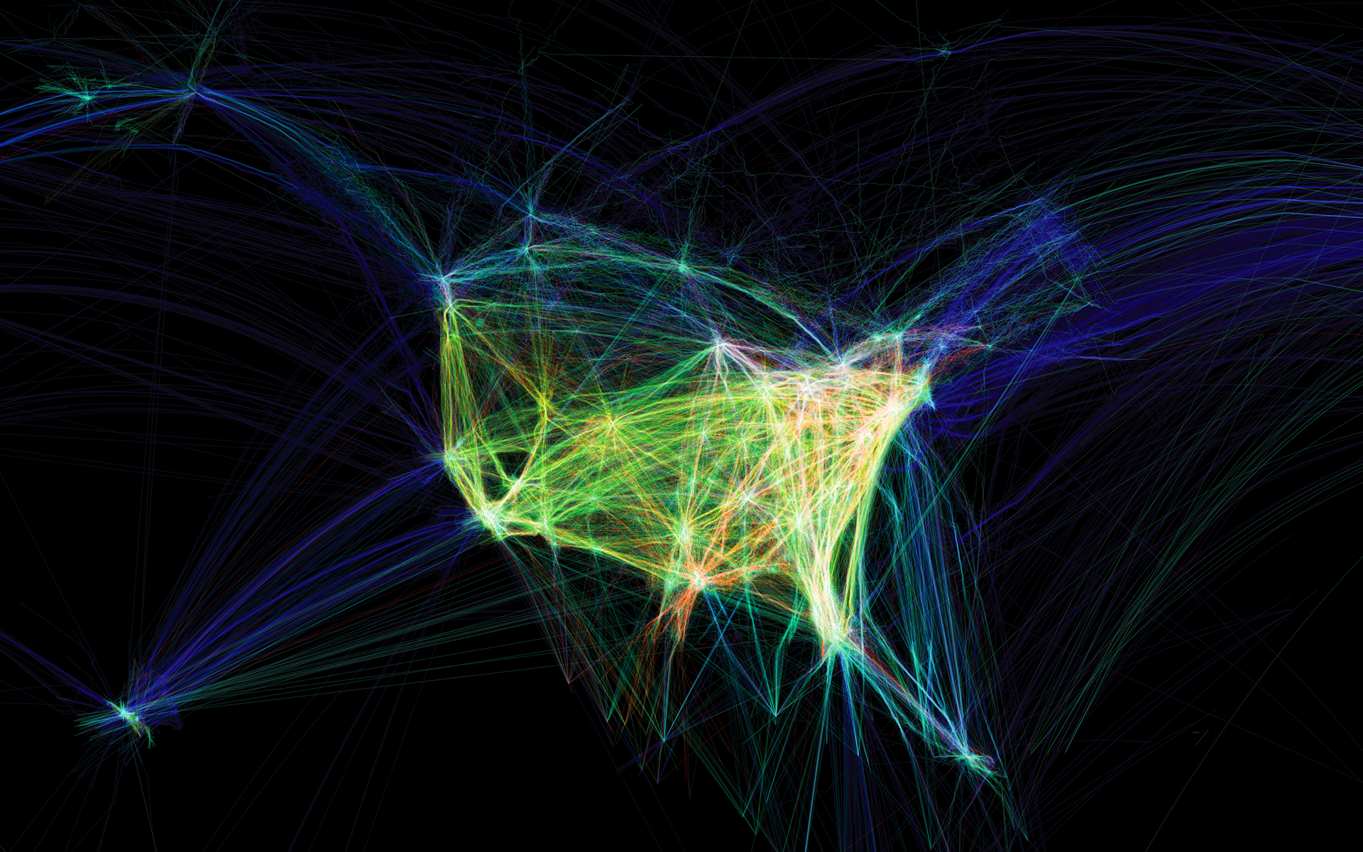 He Paths Of Air Traffic Over North America Visualized In Color And