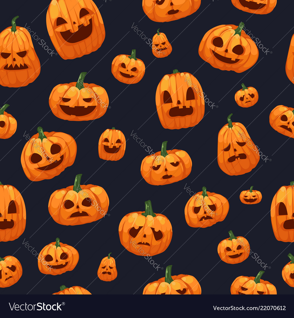 Pumpkins Jack O Lantern Seamless Wallpaper Vector Image