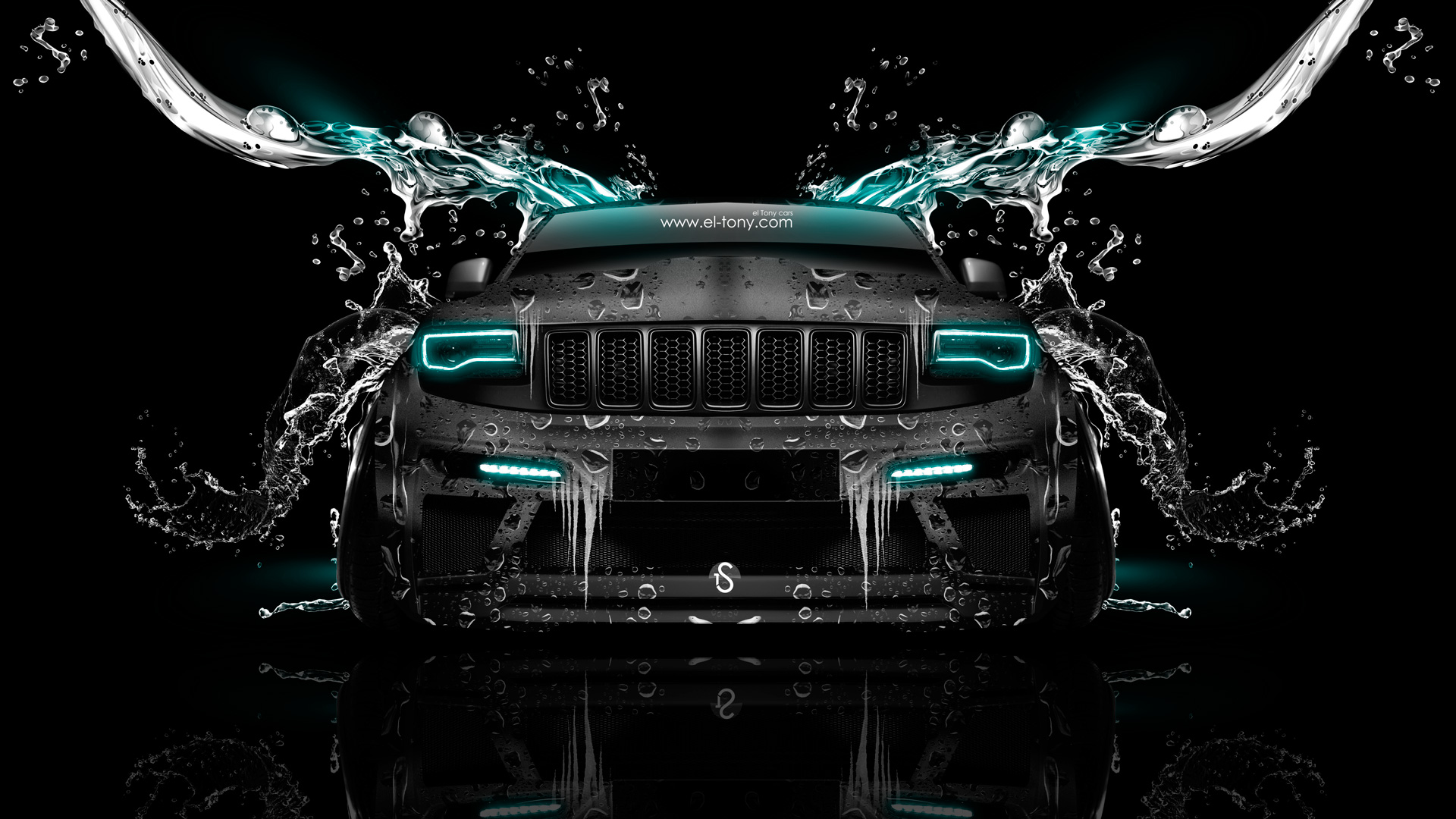 Jeep Grand Cherokee Srt8 Front Water Car Azure Neon HD Wallpaper