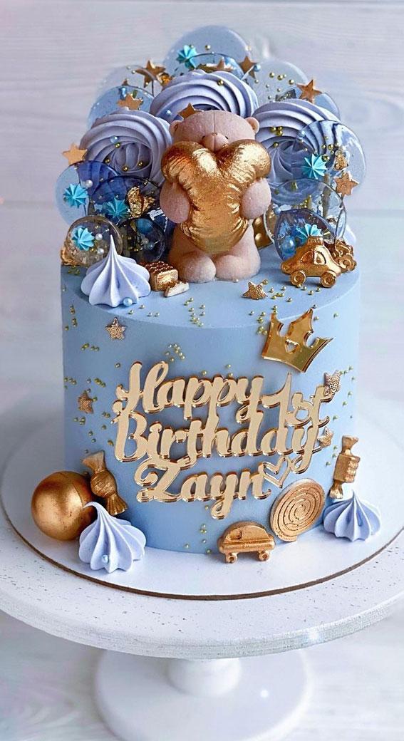 Cute BirtHDay Cakes For All Ages Blue And Gold Cake