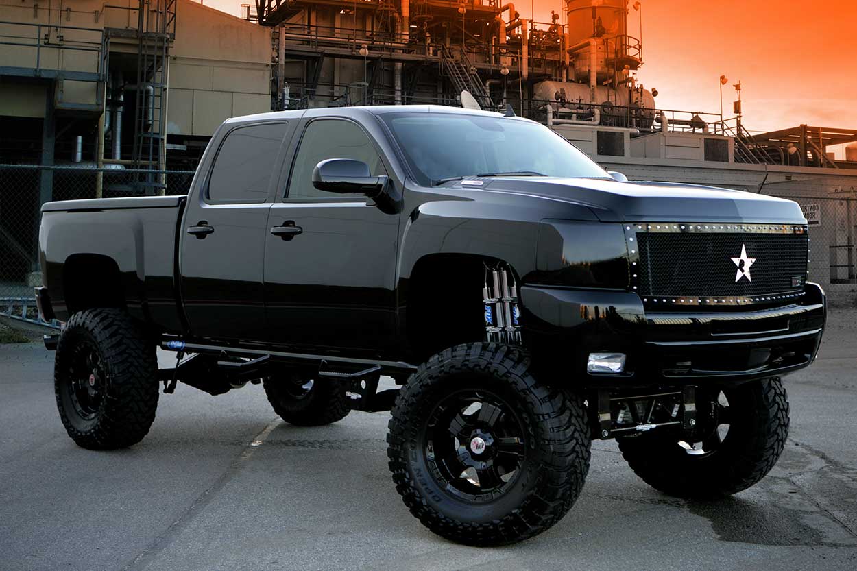 Chevy Truck Lifted Wallpaper HD In Black Jacked