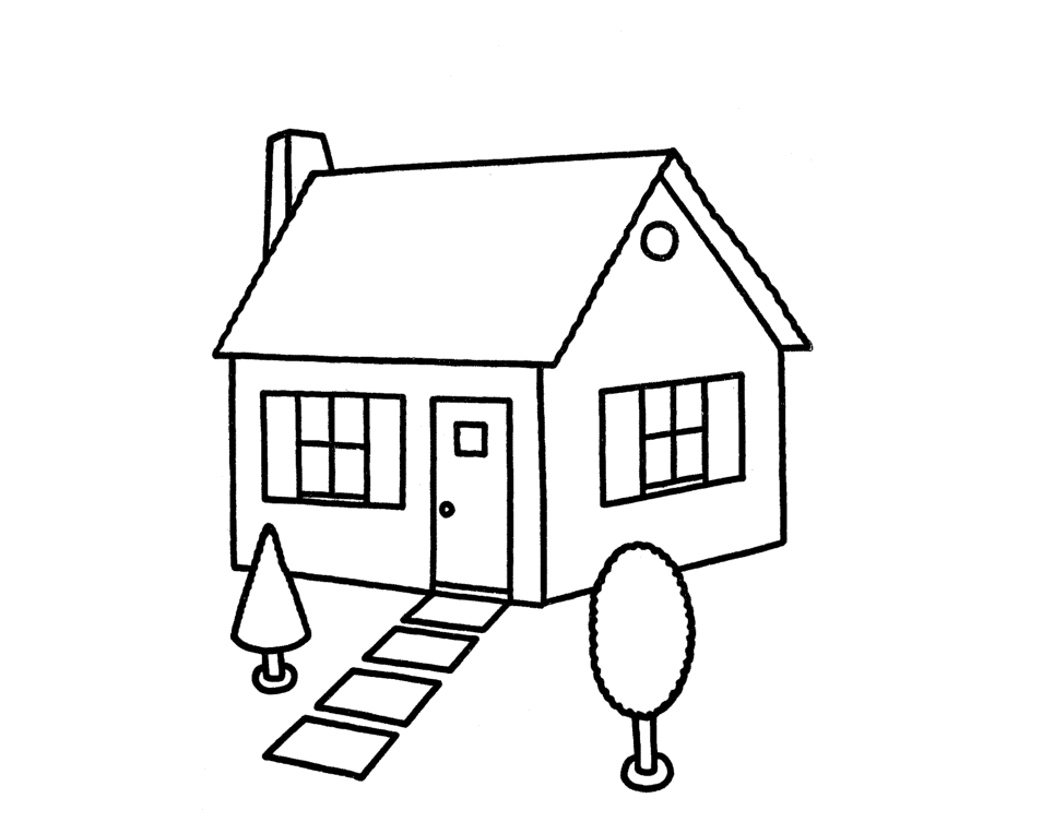 Small House For Kid Coloring Drawing Wallpaper