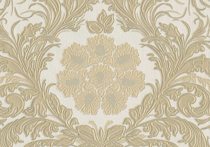 Alexandria Damask Antique Gold Cream Wallpaper From Seriano By