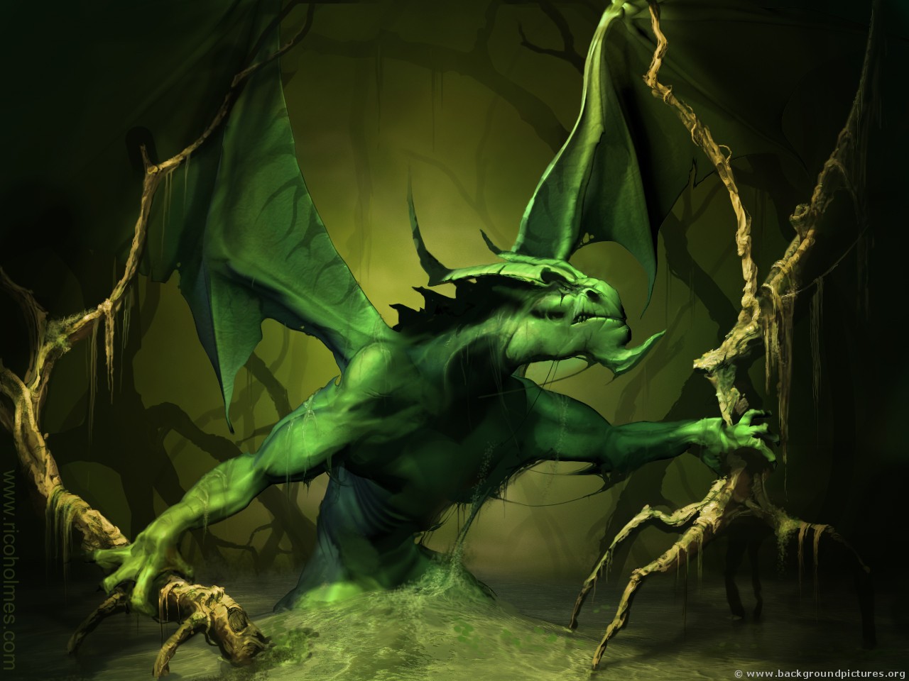 Super awesome green dragon artworks and wallpapers 1