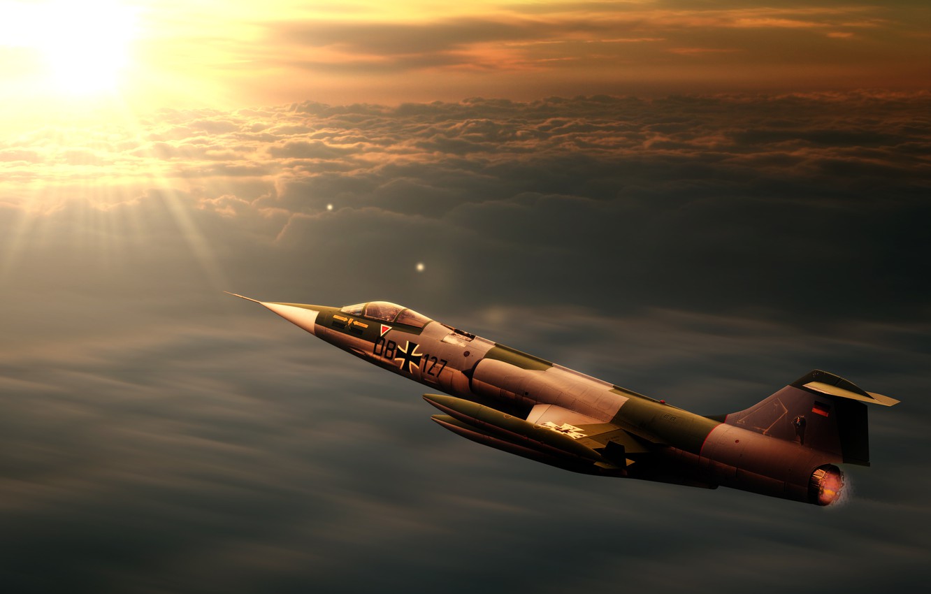 Wallpaper Sunset Interceptor F104 Jet Starfighter Image For