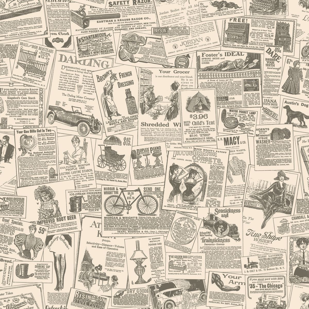 Decowunder Wallpaper Vinyl With Newspaper Ads Kc28503 To