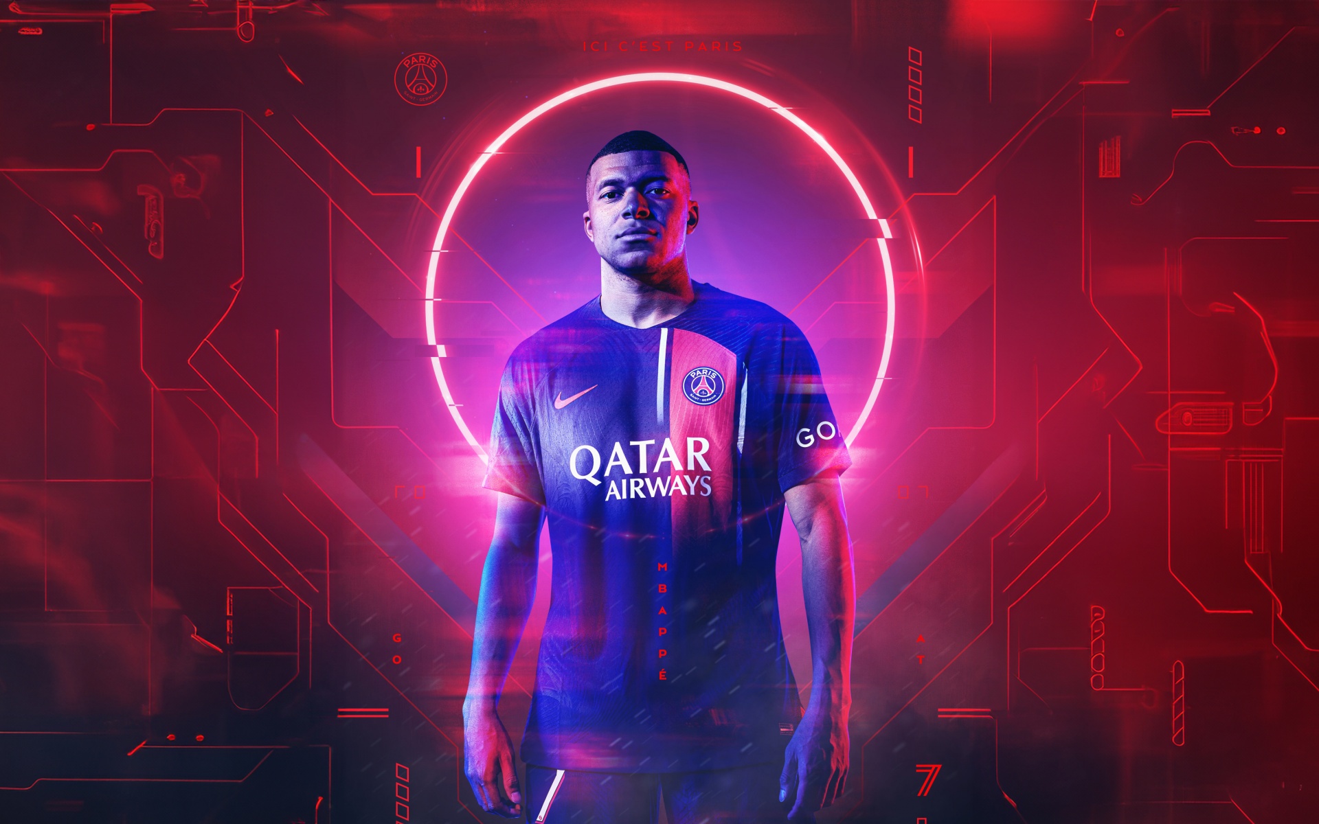 Kylian Mbapp Wallpaper 4k Neon Red Aesthetic