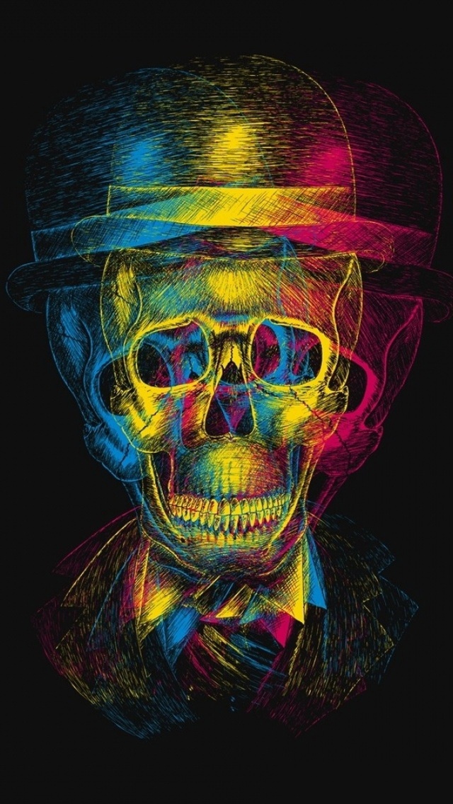 Tri Color Skull iPhone Wallpaper