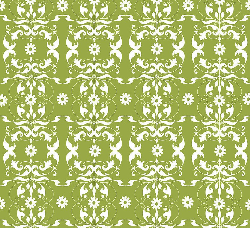 Interior Wallpaper Pattern White Green Background