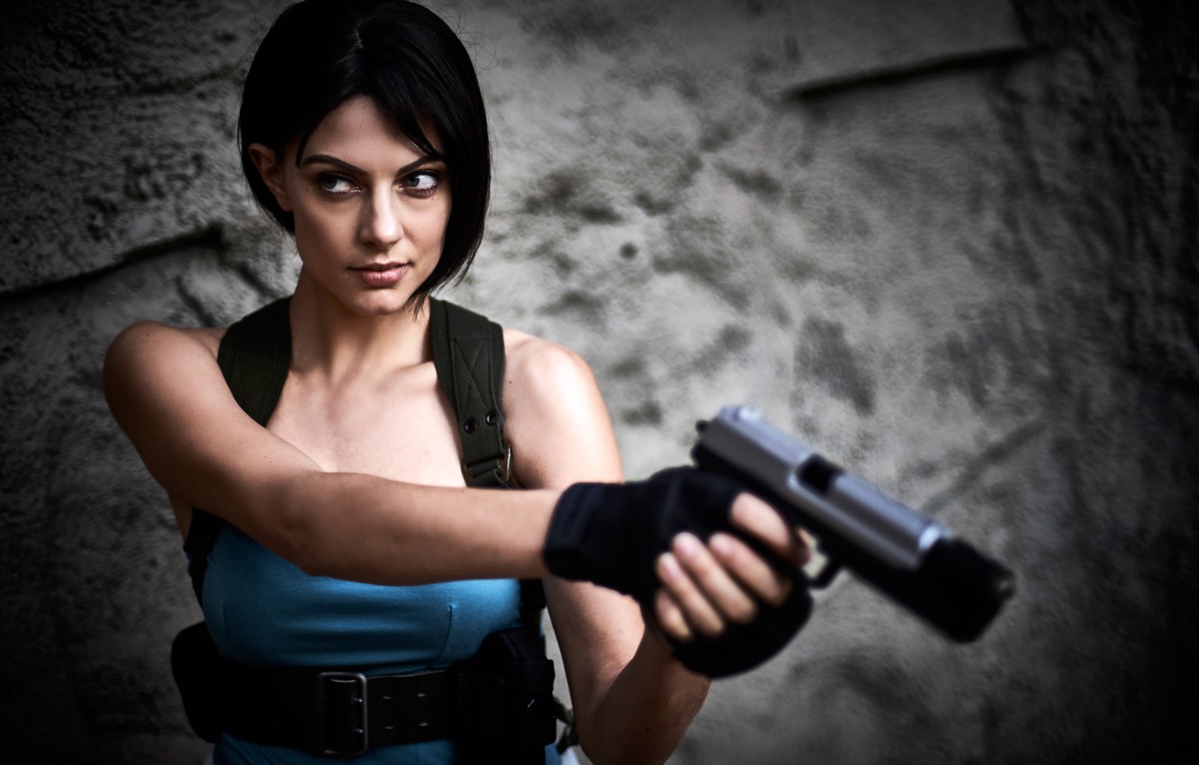 Wallpaper Look Girl Weapons Resident Evil Cosplay Jill