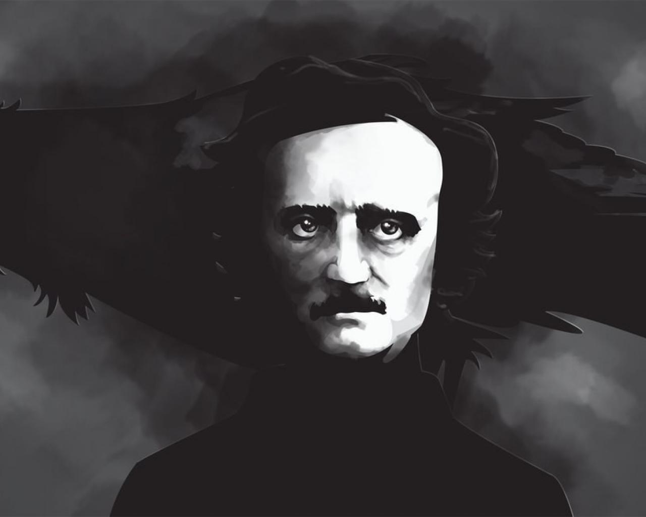 White Artwork Writers Edgar Allan Poe Ravens Wallpaper