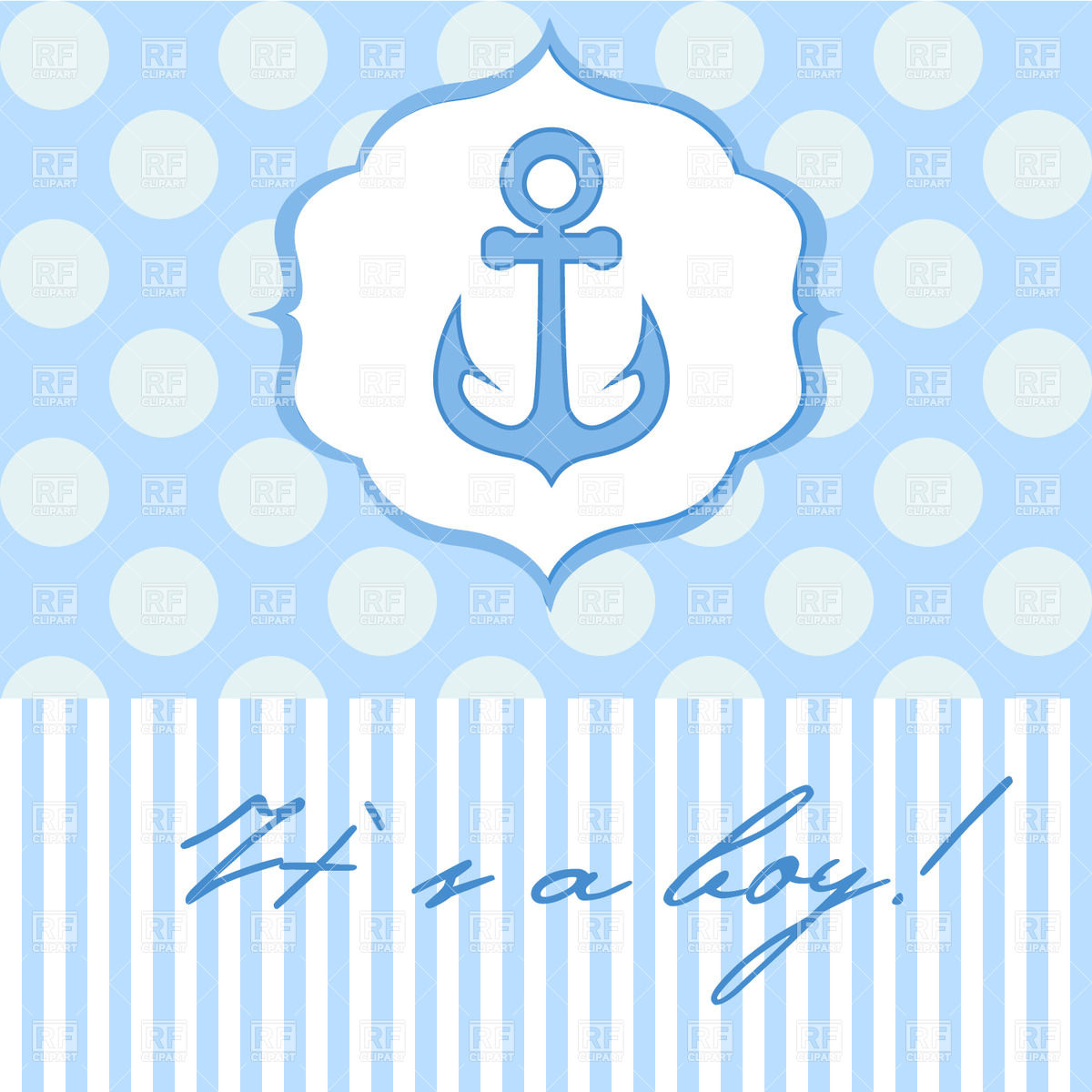 It S A Boy Postcard With Anchor On Polka Dot Background