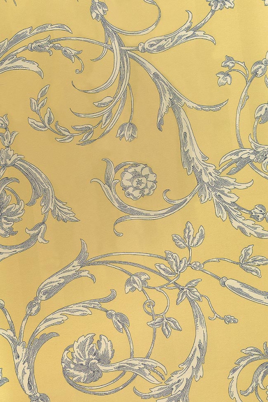 Scroll Wallpaper Yellow With Fine Design In Off White