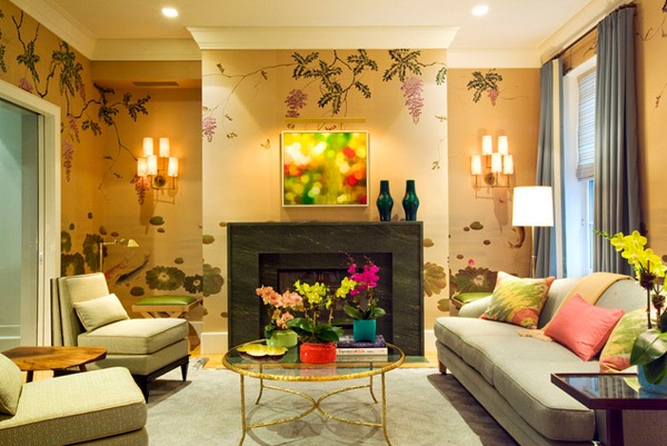 desain Ruang Tamu minimalis yg Cantik Dengan Wallpaper Dinding