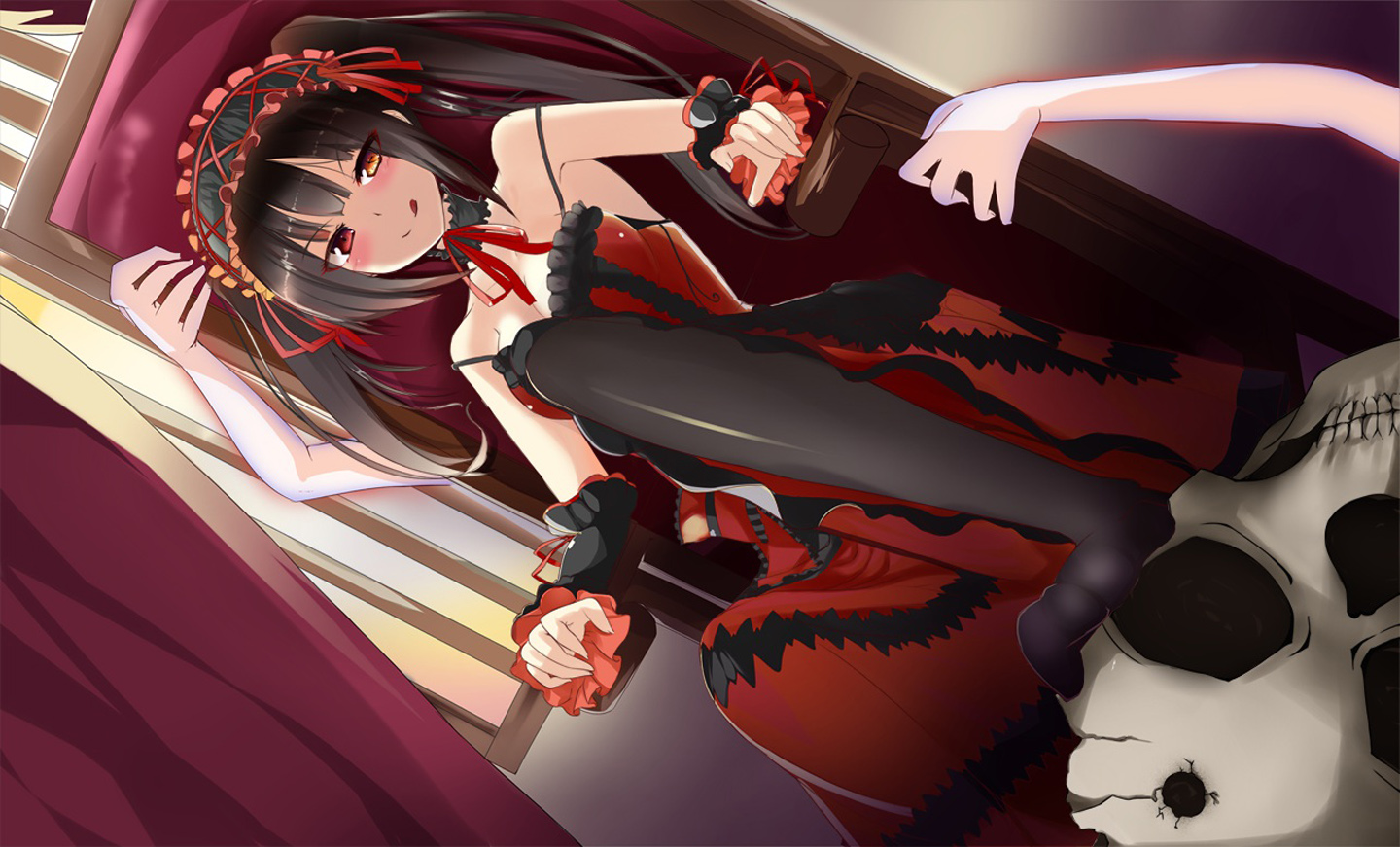 Date A Live Kurumi Tokisaki Anime Girl Red Dress HD Wallpaper Desktop