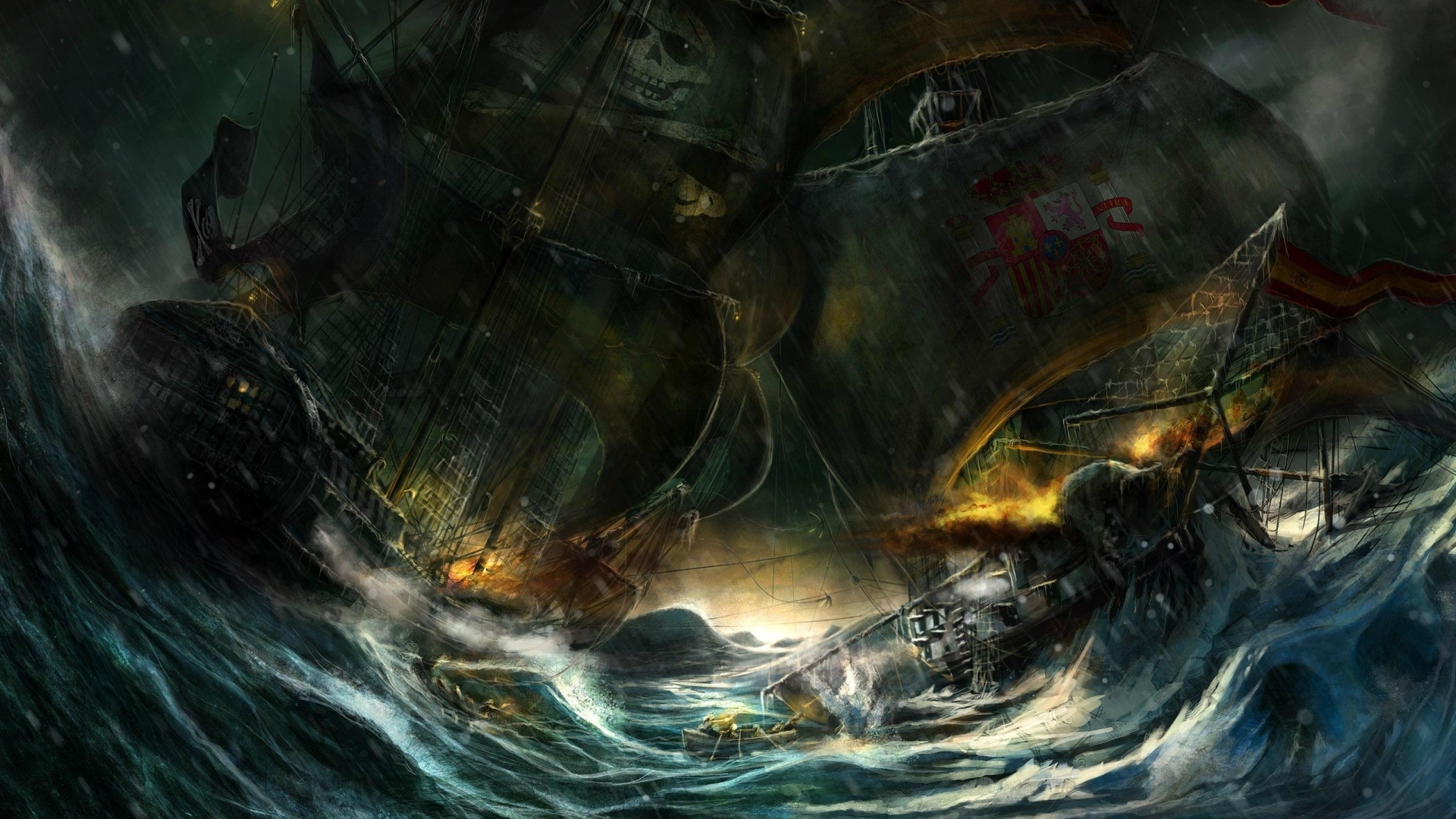 Download Battle of pirate ship wallpaper in 3D   Abstract wallpapers 1920x1080