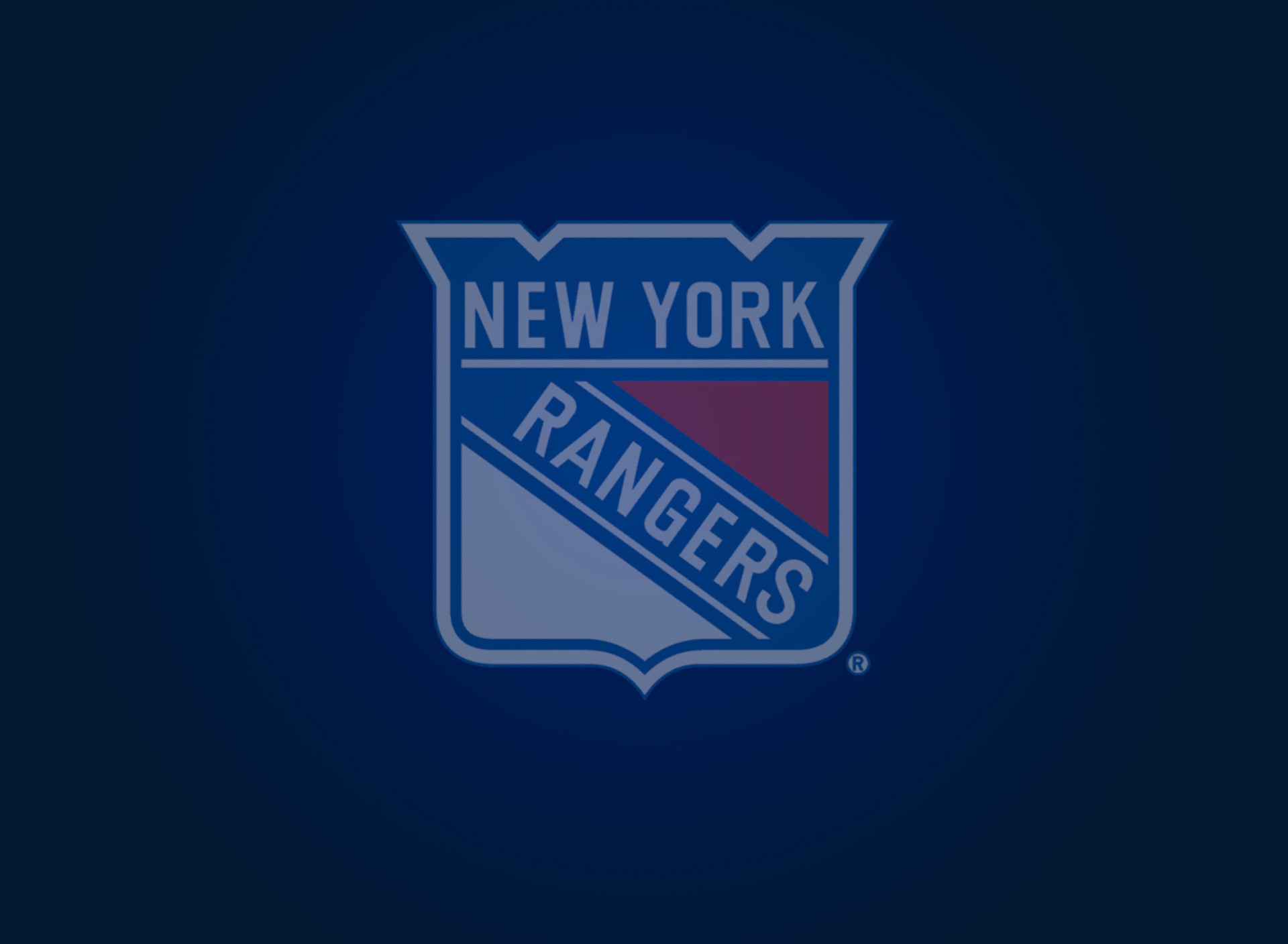 New York Rangers logo on a dark blue background