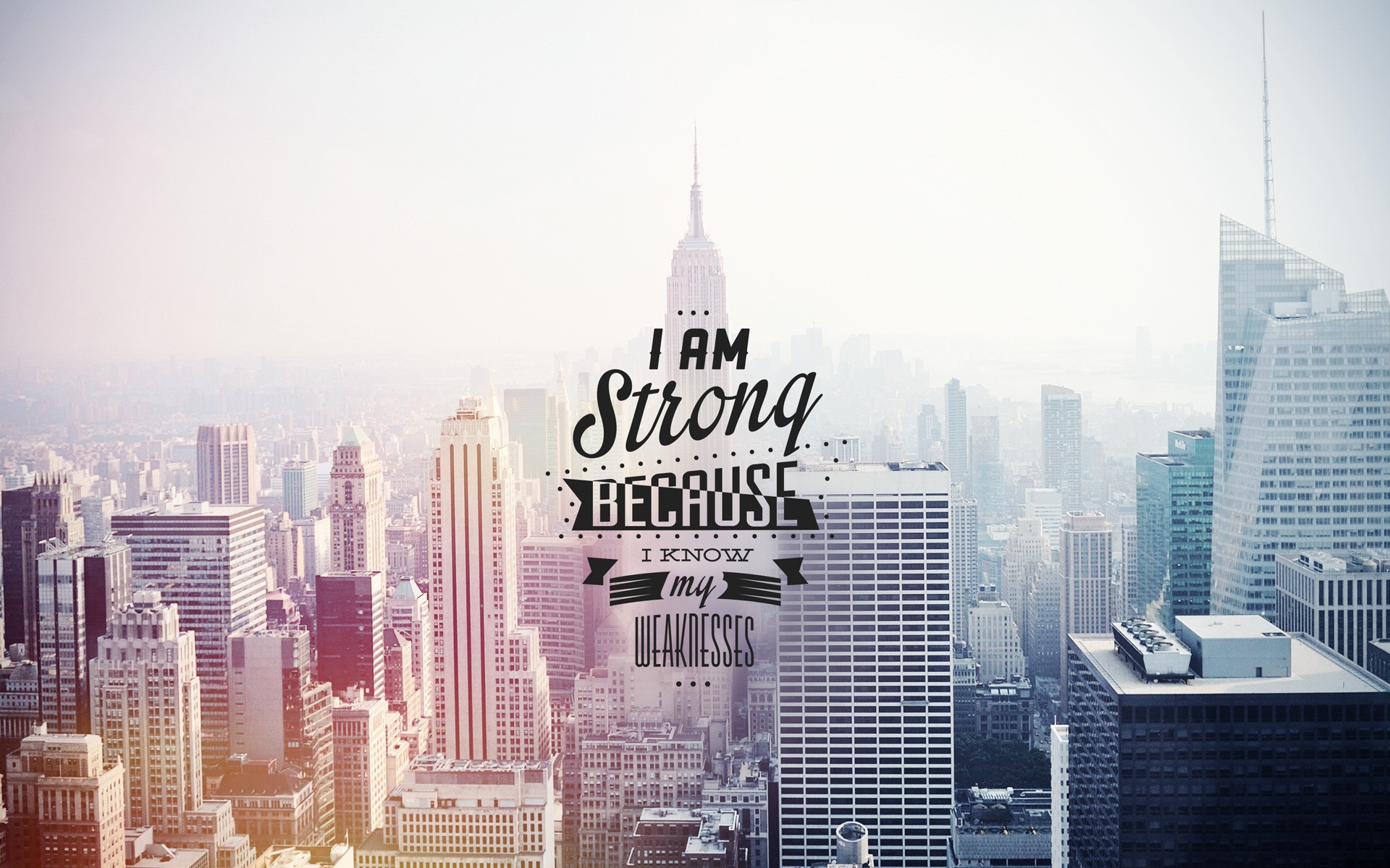 Motivational quote overlaid on a cityscape: 
