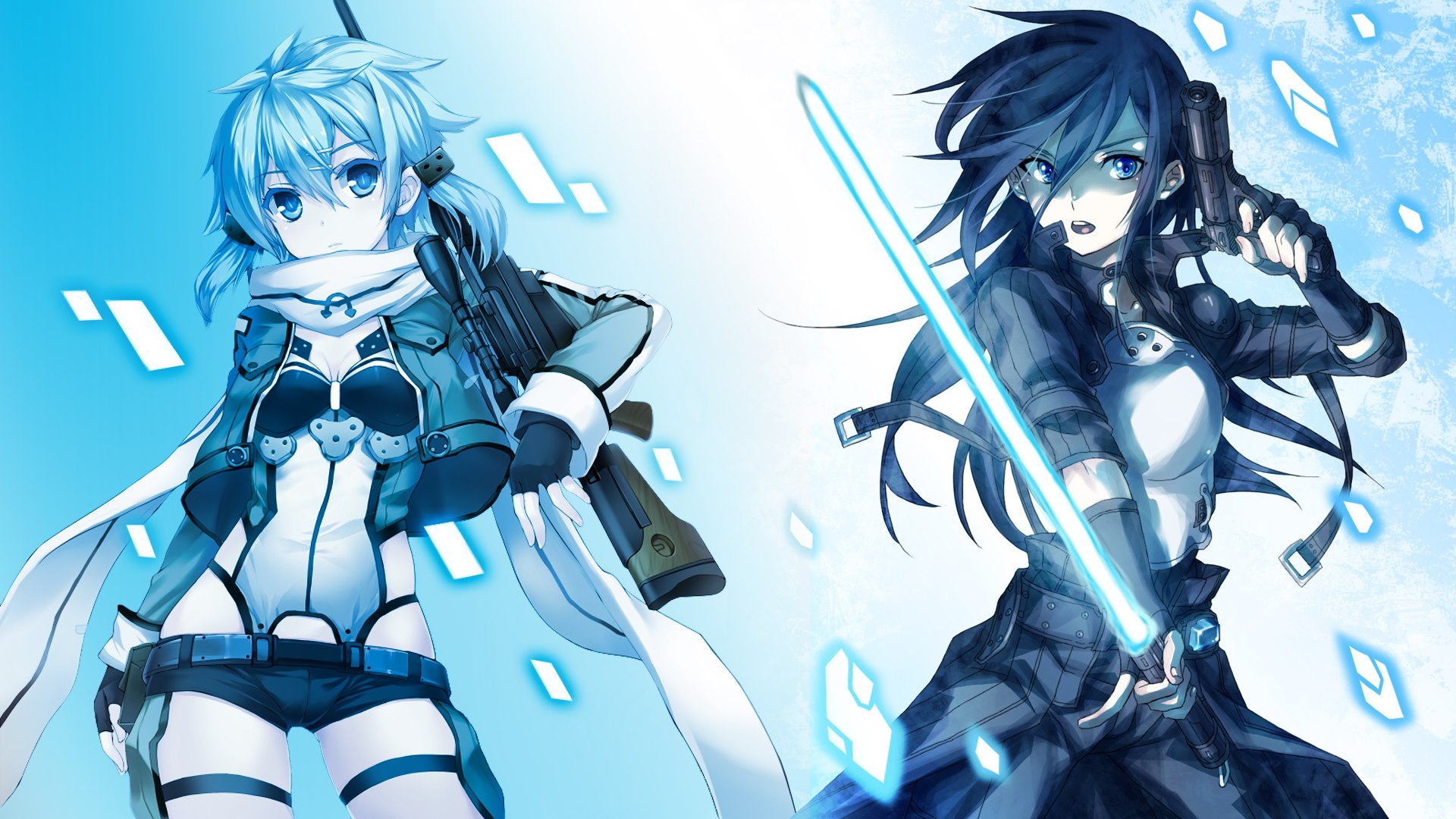 Sinon and Kirito   Gun Gale Online by Darc1n on
