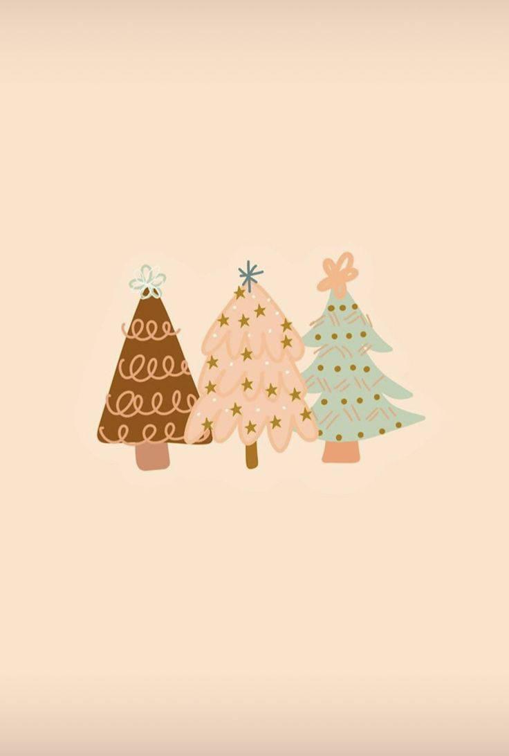Download Cute Christmas Iphone Three Trees Wallpaper