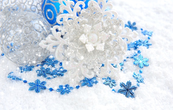 Wallpaper Snowflake Silver White Glitter Balloons Blue Christmas
