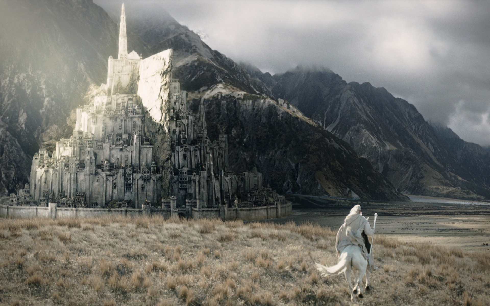 Gandalf Galopping To Minas Tirith Lord Of The Rings Wallpaper