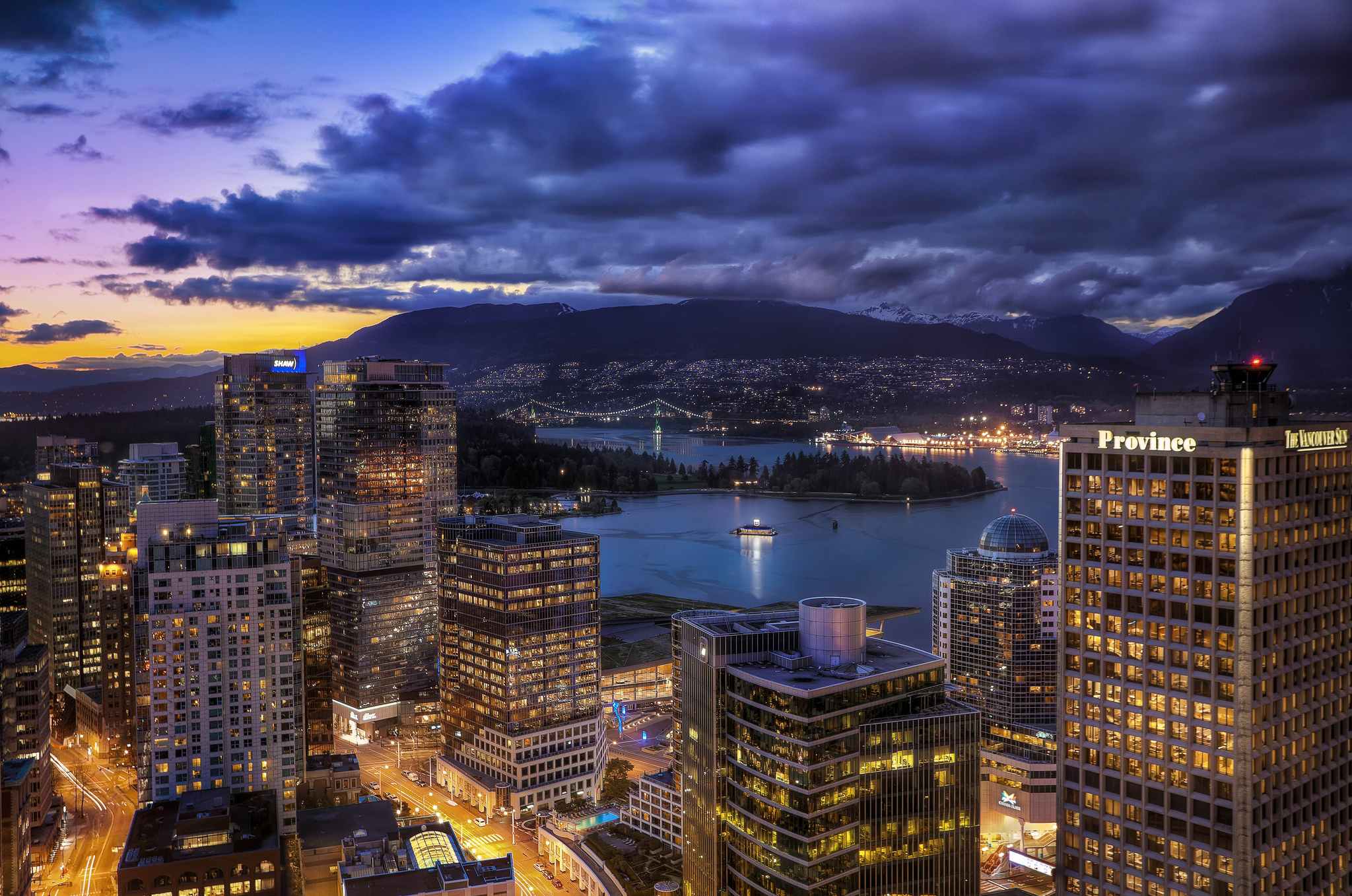 Wallpaper Vancouver Canada Buildings Night City