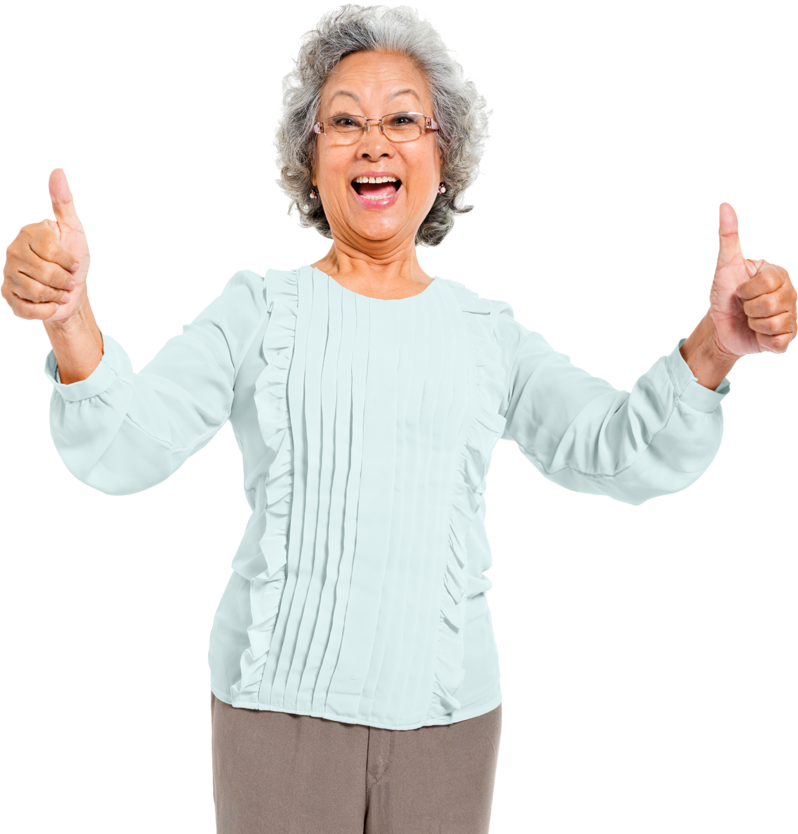 Happy Grandmother Giving Thumbs Up Wallpaper