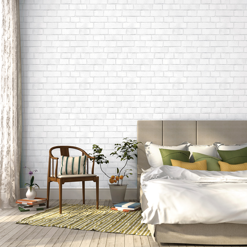 Brick Textured White Removable Wallpaper By Tempaper