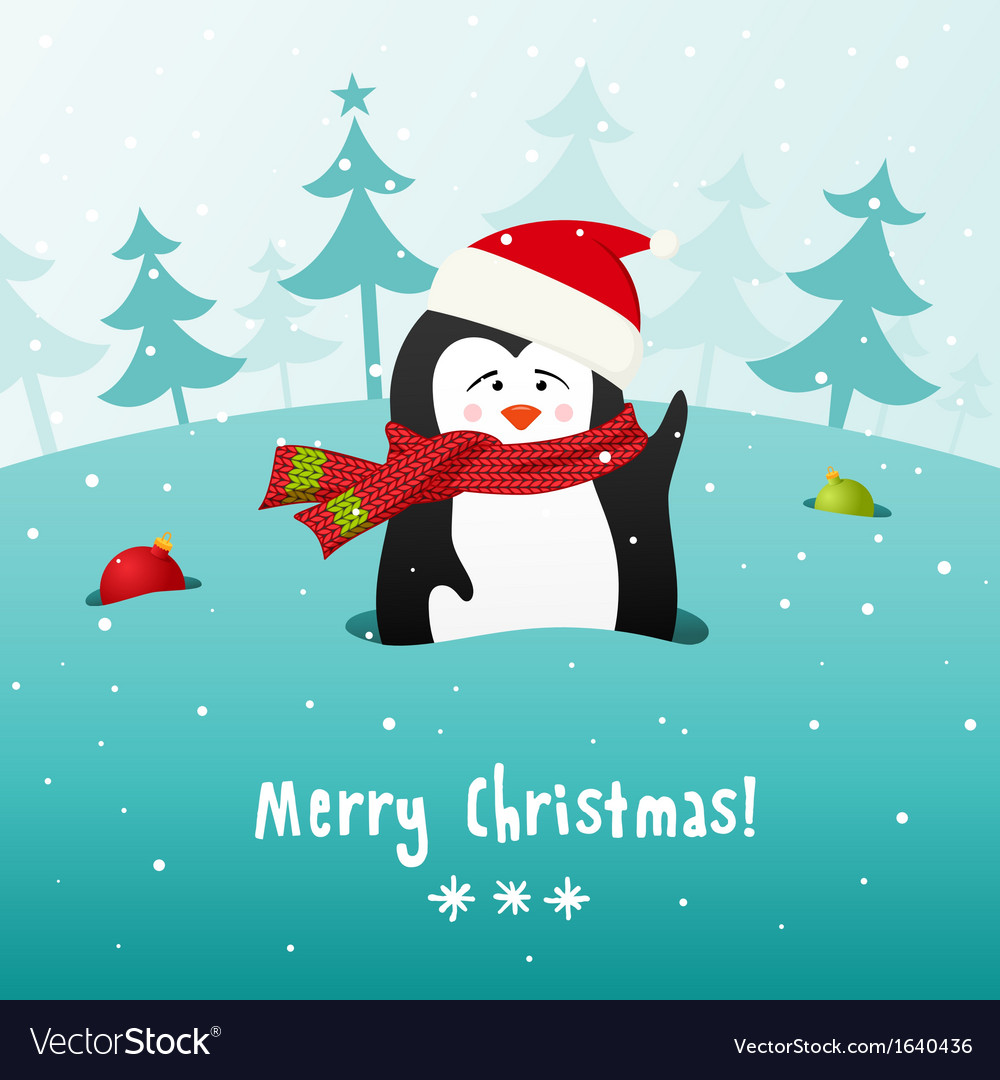 Cute christmas penguin background Royalty Free Vector Image