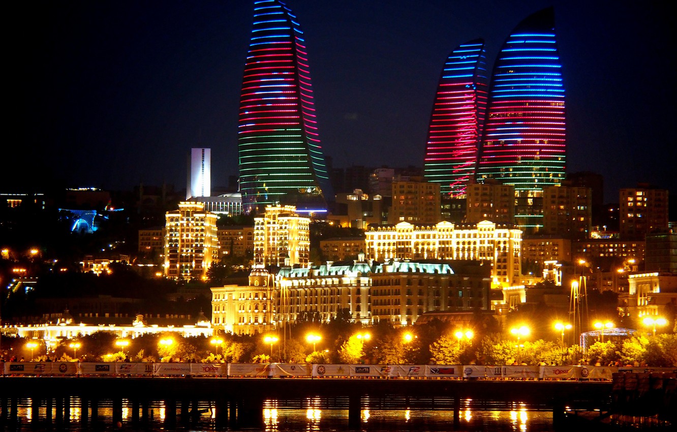 Wallpaper Night Azerbaijan Baku