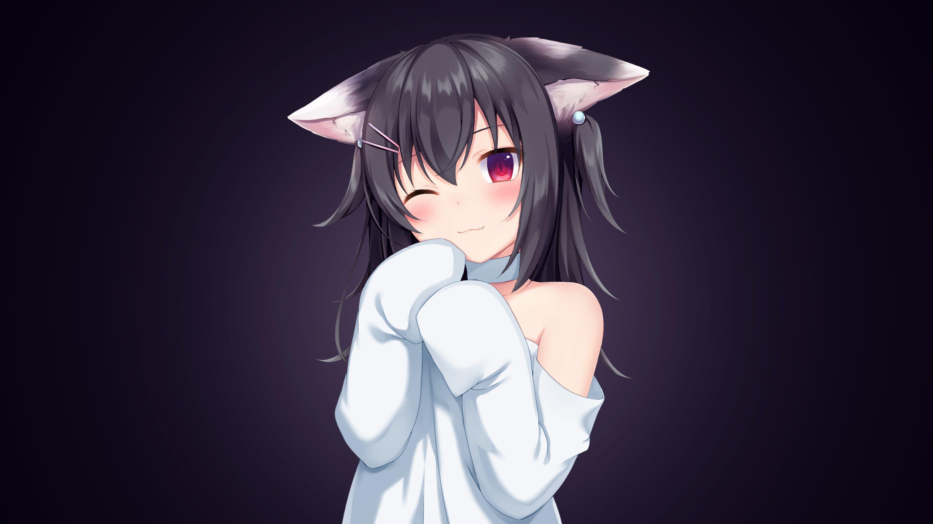 Anime Girl With Cat Ears Desktop Wallpaper