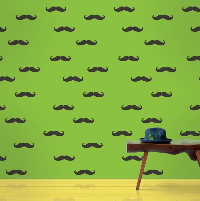 Mustache Reusable Wallpaper Kids Room