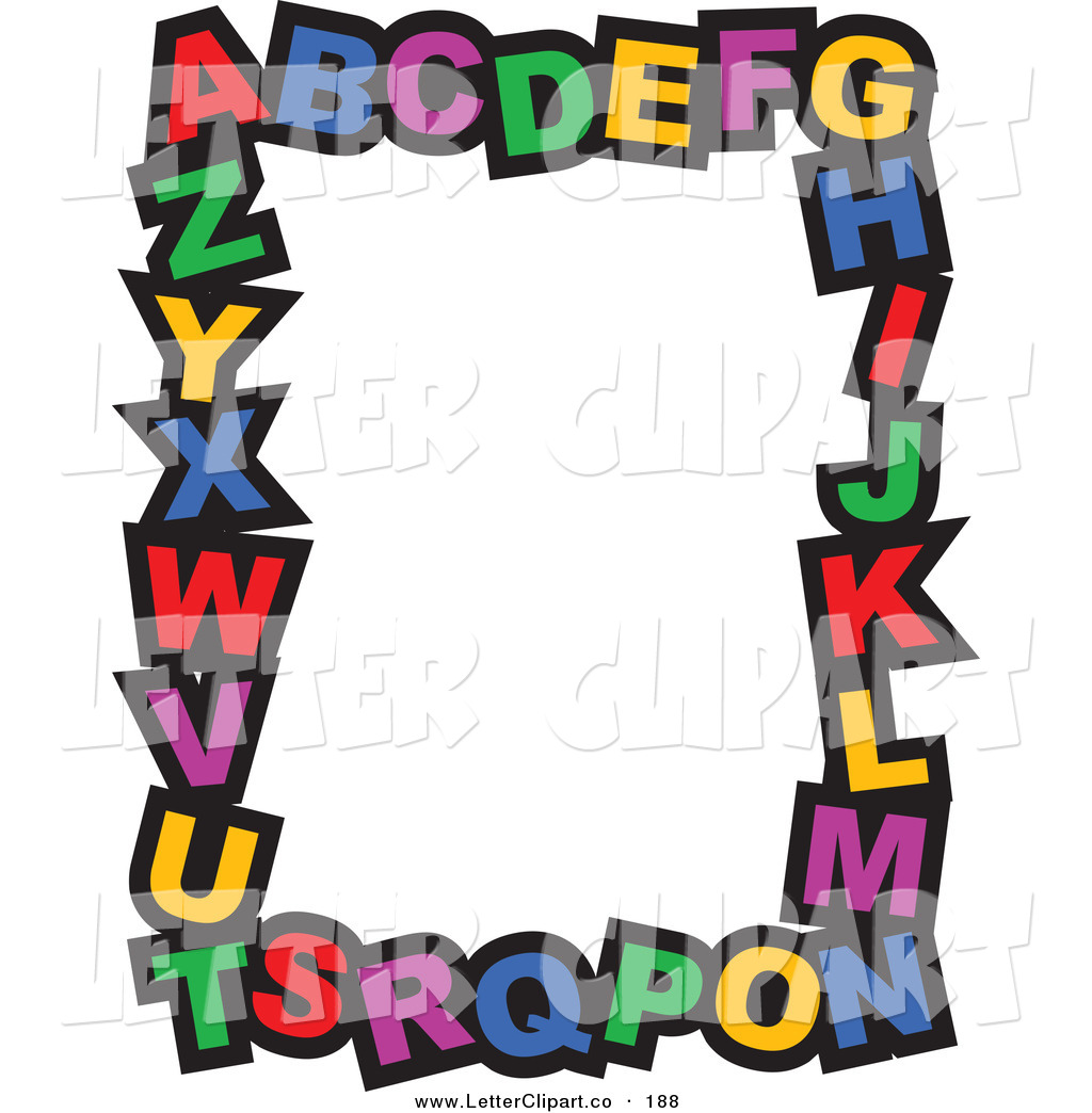 Art Of A Stationery Border Colorful Alphabet Letters On Solid White