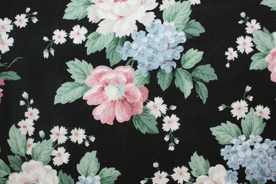 Wallpaper Bold Floral On Black Vintage