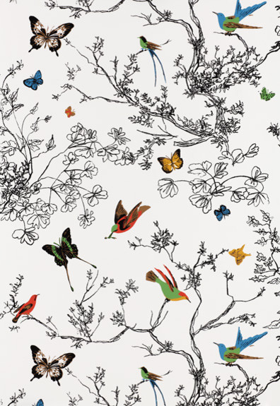 Birds And Butterflies Wallpaper By Schumacher Eclectic