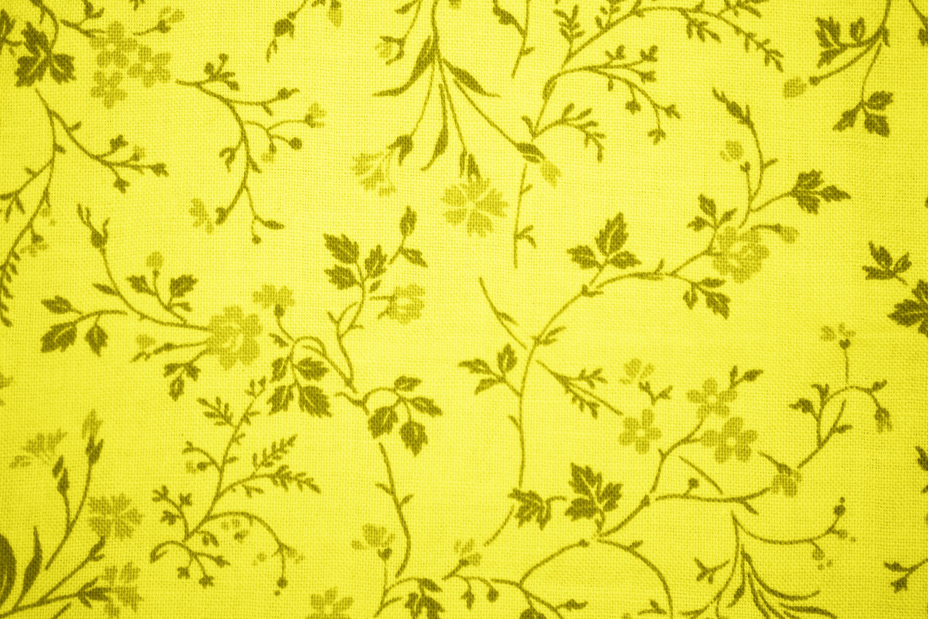 Yellow Floral Print Fabric Texture Picture Photograph Photos