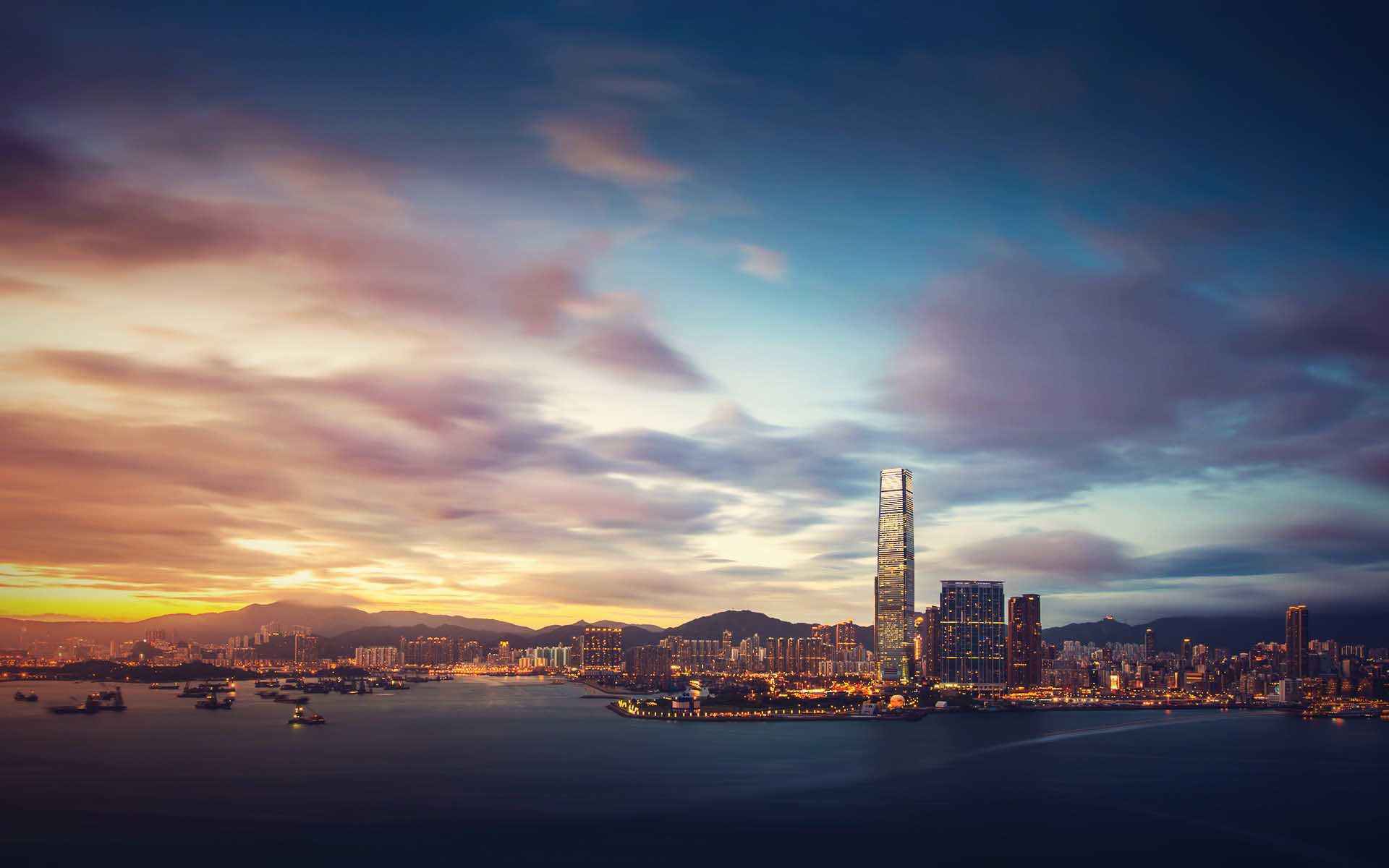 City Hong Kong Sunset New Desktop Wallpaper