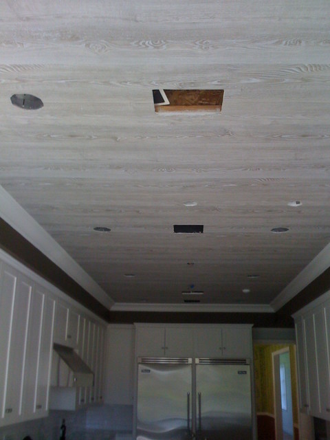 Faux Wood Wallpaper On A Ceiling Traditional Kitchen Los Angeles
