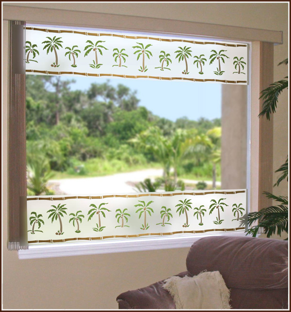 🔥 Free download Decorative Stained Glass Palm Tree Border Wallpaper For