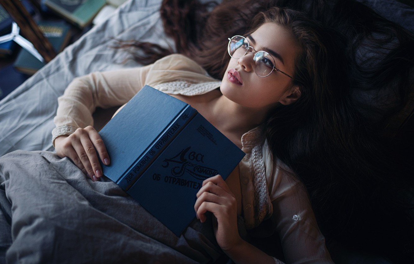 Wallpaper Girl Mood Glasses Book Maya Sergey Fat