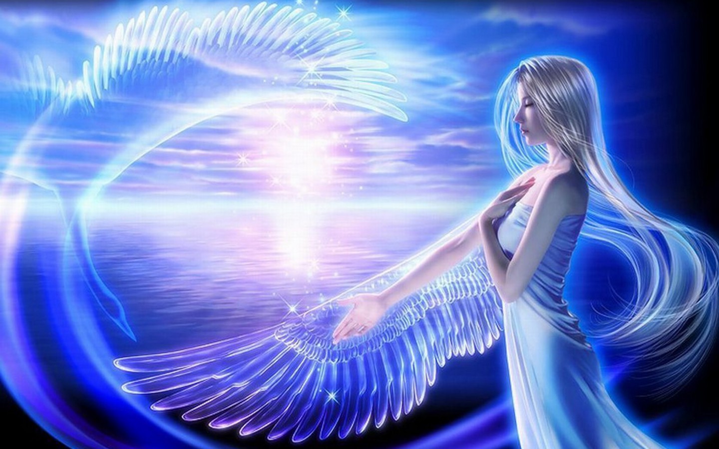 Fantasy Glow Angel Background Wallpaper