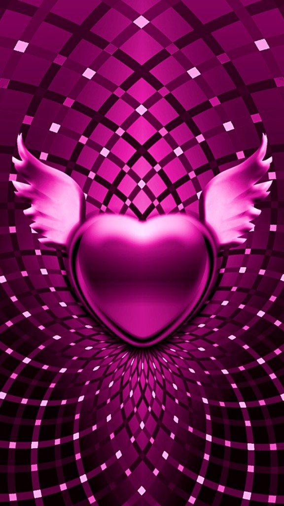 purple heart shaped ornament on black and white te... iPhone Wallpapers  Free Download