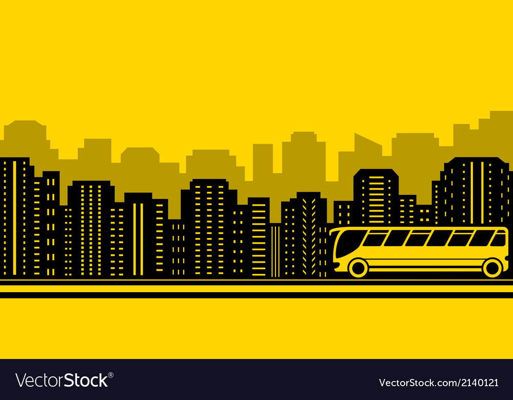 Transport Background With Town And Bus Royalty Vector
