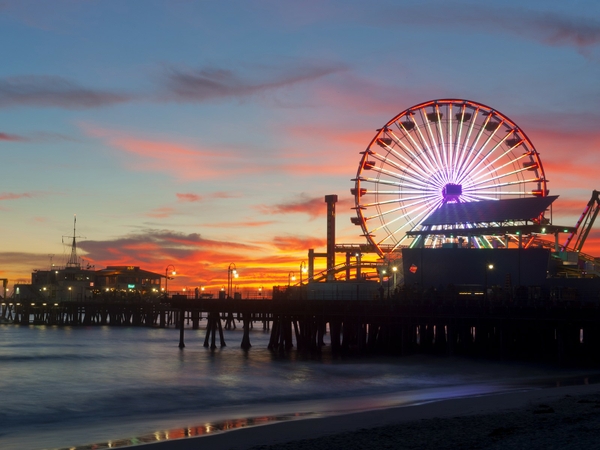 Pier Sunset California Santa Monica Wallpaper